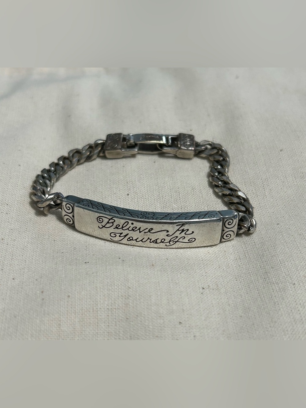Brighton Silver-Tone 'Believe In Yourself' Engraved Bracelet